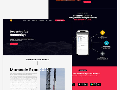 Marscoin Website Concept crypto crypto website design figma graphic design ui ui design web web design web development website website design