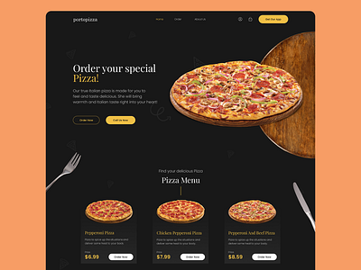 Pizza Restaurant Website design figma flat design food graphic design landing page minimal pizza pizza website restaurant ui ui design web website website design
