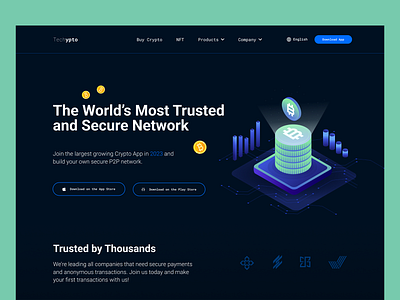 Crypto Landing Page bitcoin blockchain coin creative crypto crypto website defi digital wallet graphic design landing page landingdesign minimal nft nft marketplace trade ui web web 3.0 web app website design