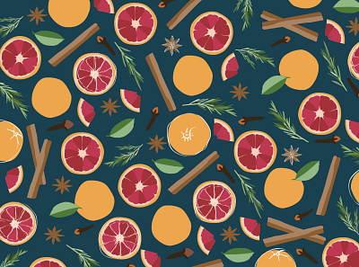 Winter Citrus Spice Pattern design graphic design illustration pattern