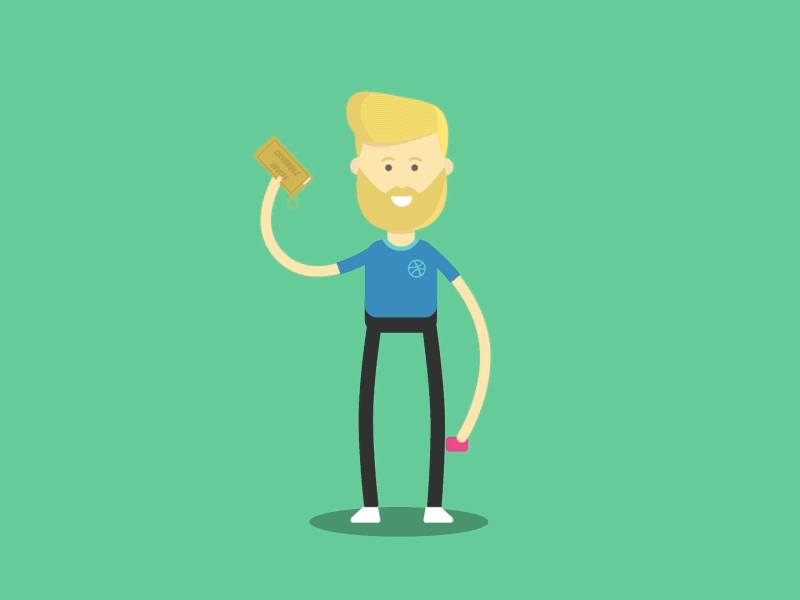 Golden Ticket animation character character animation debut dribbble gif golden ticket logo loop vector