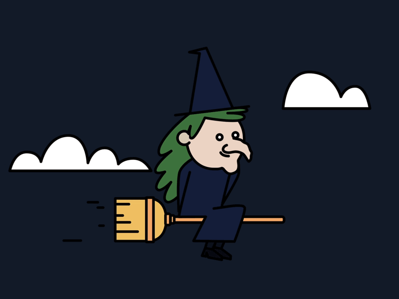 Witch animation broom design gif halloween vector witch witchcraft