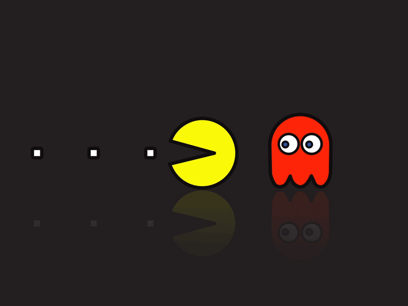 Pacman character drawlloween gaming ghost gif loop pacman retro vector