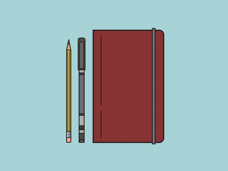 The essentials ✏️✍️📔 after animation design effects fineliner flat gif loop pencil sketchpad stationary vector