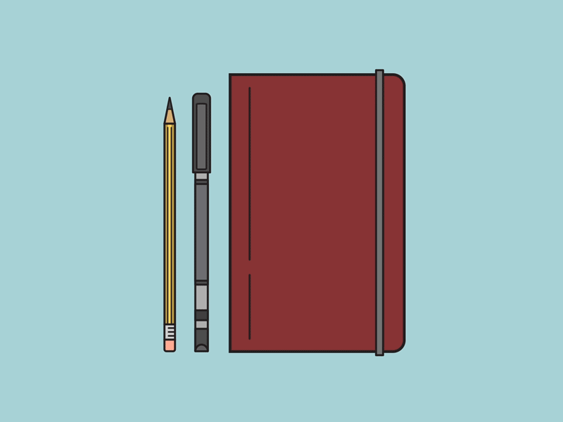 The essentials ✏️✍️📔 sketchpad fineliner vector stationary pencil loop gif design flat animation effects after