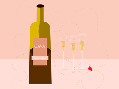 Time to drink wine! branding cava design gusto illustration strawberry wine