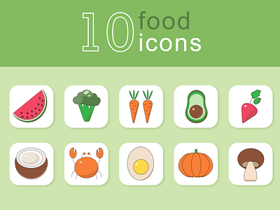 A set of outline colored healthy food icons! app eco food graphic design healthy icons illustration lineicons outline product vega vegetables