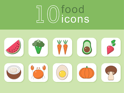 A set of outline colored healthy food icons!