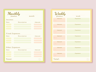 Weekly and Monthly budget planner! budget graphic design monthly planner vector weekly