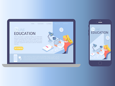 This is an illustration for the first landing page screen. ai design education graphic design illustration landing page manager online student