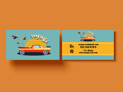 Business card for taxi service in retro style. ai business card graphic design illustration logo retro taxi vector voyage