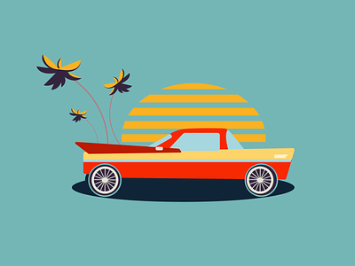 This is a car in retro style for business card for taxi service. ai car graphic design illustration logo logotype retro sunrise