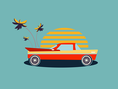 This is a car in retro style for business card for taxi service.