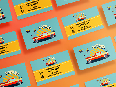 Business card for taxi service in retro style. car design graphic design illustration logo retro vector