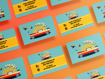 Business card for taxi service in retro style.