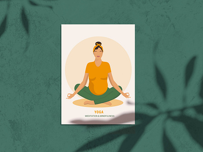 Yoga poster illustration in faceless style.