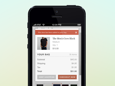 Everlane Mobile Cart Modal cart checkout ecommerce everlane ios mobile web ui ux