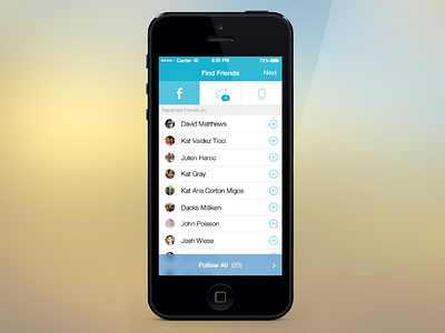 find friends app ios ios7 mobile ui ux