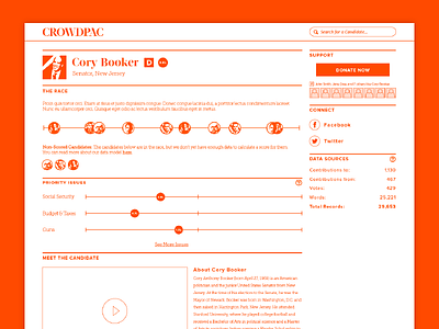 Crowdpac Candidate Page Wireframes interface ui ux web wireframes
