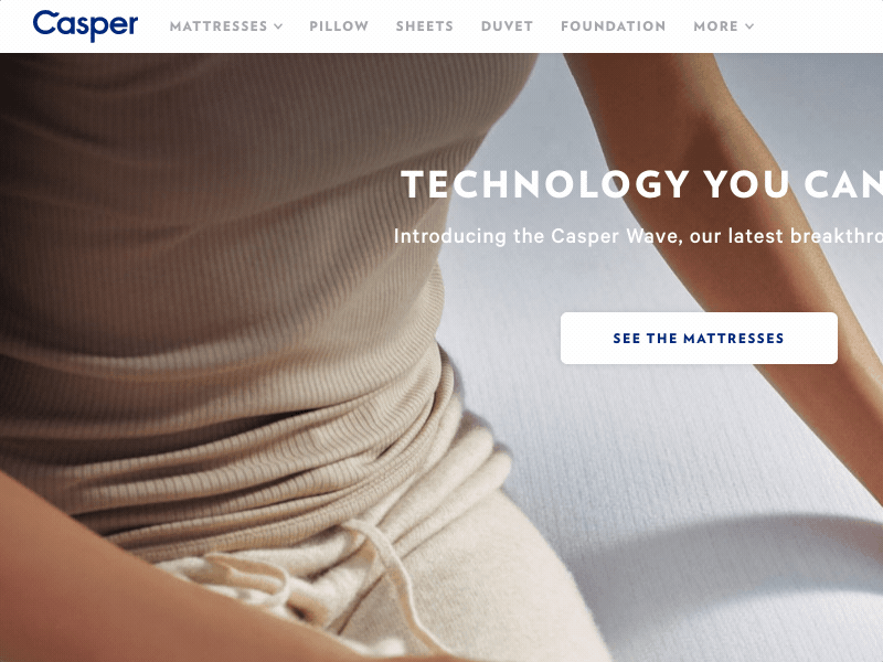Casper Global Navigation casper ecommerce navigation ui ux web