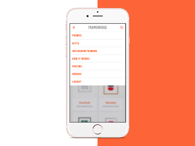 Framebridge Mobile Nav ecommerce ux ui mobile web