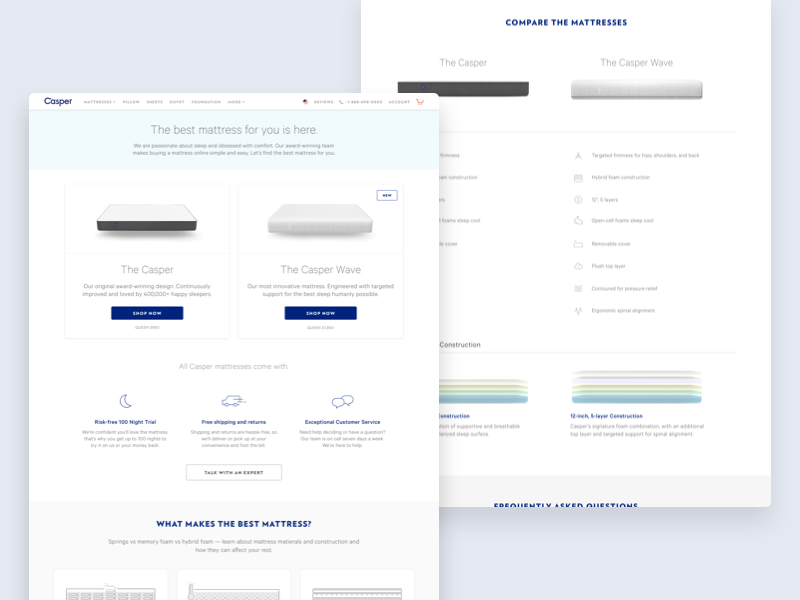 Casper Mattresses Page ux ui ecomm ecommerce web casper