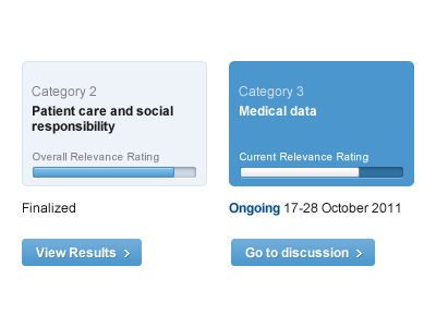 Medical Platform Discussion Process Assets bar blue button medical platform status