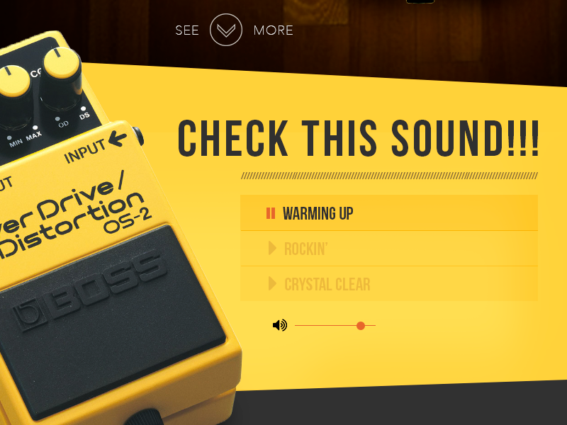 Daily UI #03 Landing Page rock sound music yellow black stompbox interaction ui gradient page landing dailyui