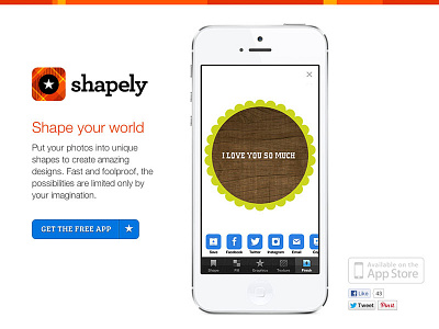 Shapely Home Page app css design html ipad iphone photo sharing social