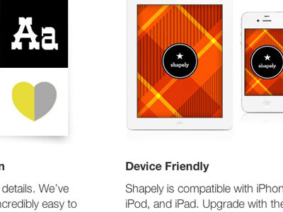 Shapely app css design html ipad iphone photo sharing social