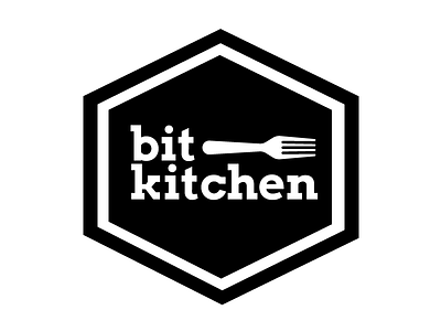Bit Kitchen dark bit fork hexagon kitchen logo slab serif font