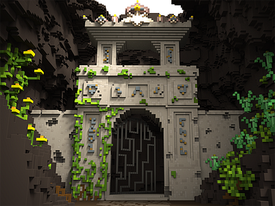 Buried city entrance 3d ancient gameart lowpoly magicavoxel voxel voxelart