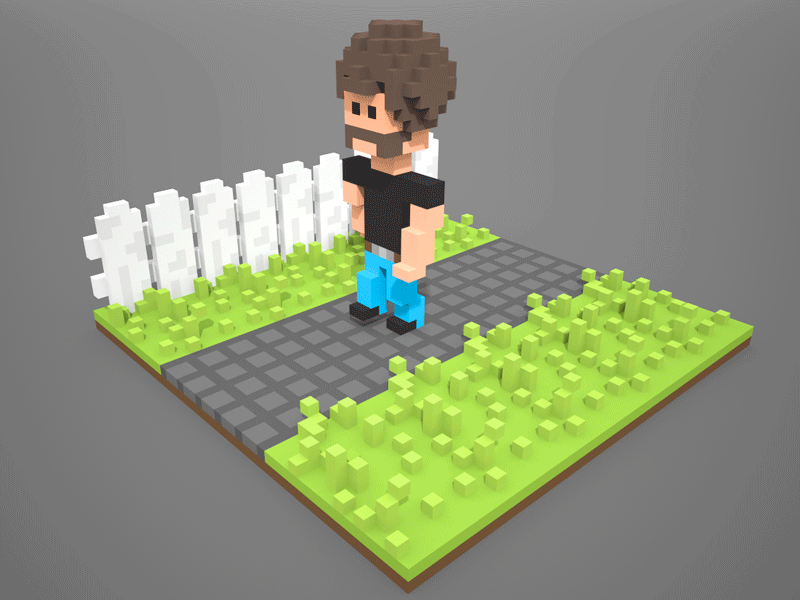 Morning walk 3d animated gif animation character gameart gif lowpoly magicavoxel voxel voxelart walk cycle