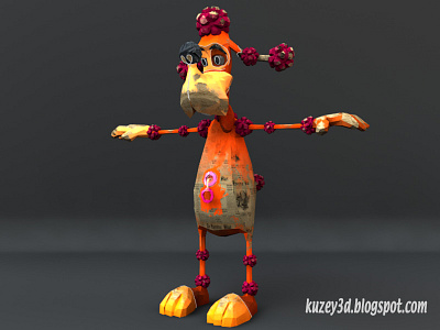 Curly Fuzz Poodle 3d cartoons lightwave3d lowpoly paper toons