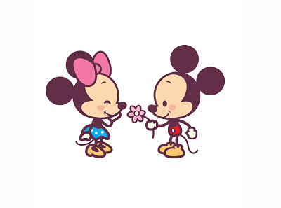 Mickey and Minnie character design cute disney illustration jerrod maruyama kawaii