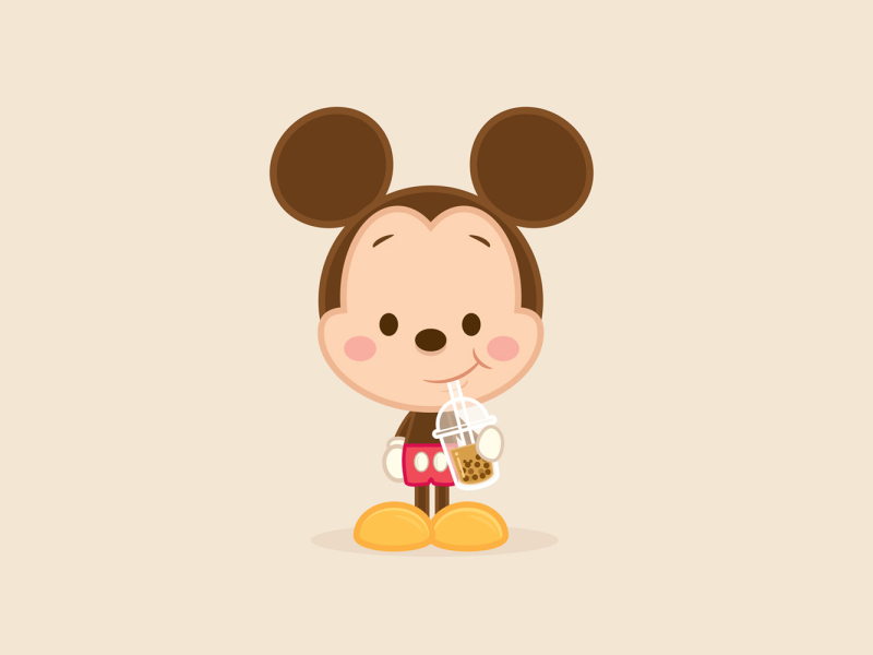 Boba Mickey adobe illustrator character design cute disney illustration jerrod maruyama jmaruyama kawaii mickey mouse vector