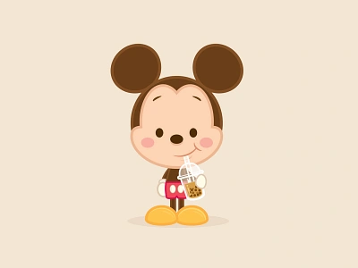 Boba Mickey adobe illustrator character design cute disney illustration jerrod maruyama jmaruyama kawaii mickey mouse vector