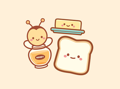 Honey Toast adobe illustrator branding character design cute design illustration jerrod maruyama jmaruyama kawaii vector