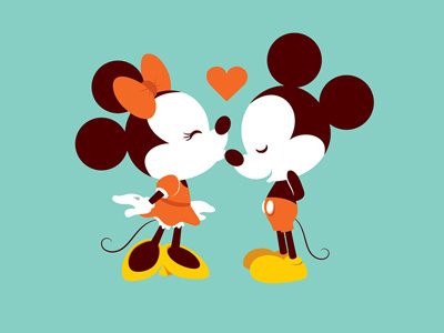 The Kiss (Color Variant) cute disney heart kawaii kiss mickey mouse minnie mouse valentines day