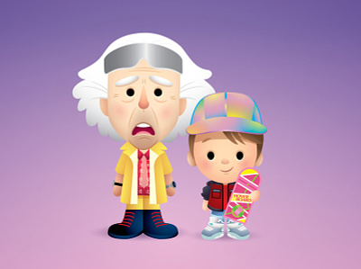 Marty and Doc adobe illustrator character design cute illustration jerrod maruyama jmaruyama kawaii vector