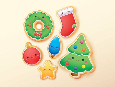 Christmas Cookies adobe illustrator character design cute illustration jerrod maruyama jmaruyama kawaii vector