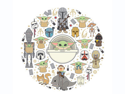 The Child adobe illustrator character design cute disney illustration jerrod maruyama jmaruyama kawaii star wars the mandalorian vector