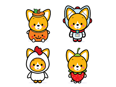 Corgi Costumes adobe illustrator character design cute illustration jerrod maruyama kawaii vector
