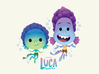 Luca and Alberto character design cute disney illustration jerrod maruyama kawaii vector