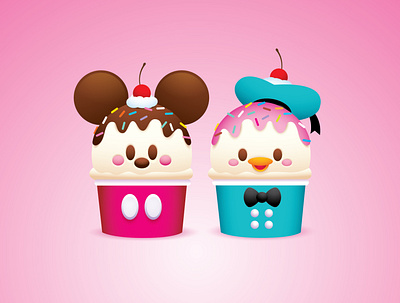 Mickey and Donald Ice Cream character design cute disney illustration illustrator jerrod maruyama kawaii vector