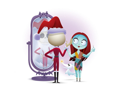 Jack and Sally adobe illustrator character design cute disney illustration jerrod maruyama nightmare before christmas vector