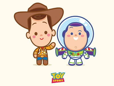 Buzz and Woody character design cute disney illustration jerrod maruyama kawaii pixar toy story