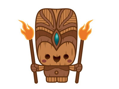Kawaii Fire Tiki character design cute fire hawaii kawaii tiki