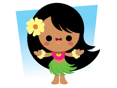 Kawaii Hula Girl character design cute hawaii hula kawaii