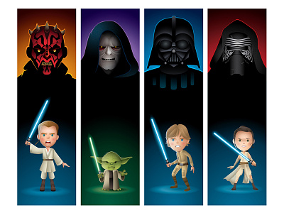 The Dark Side & The Light darth maul jedi kylo ren luke skywalker obi wan kenobi palpatine rey sith star wars yoda